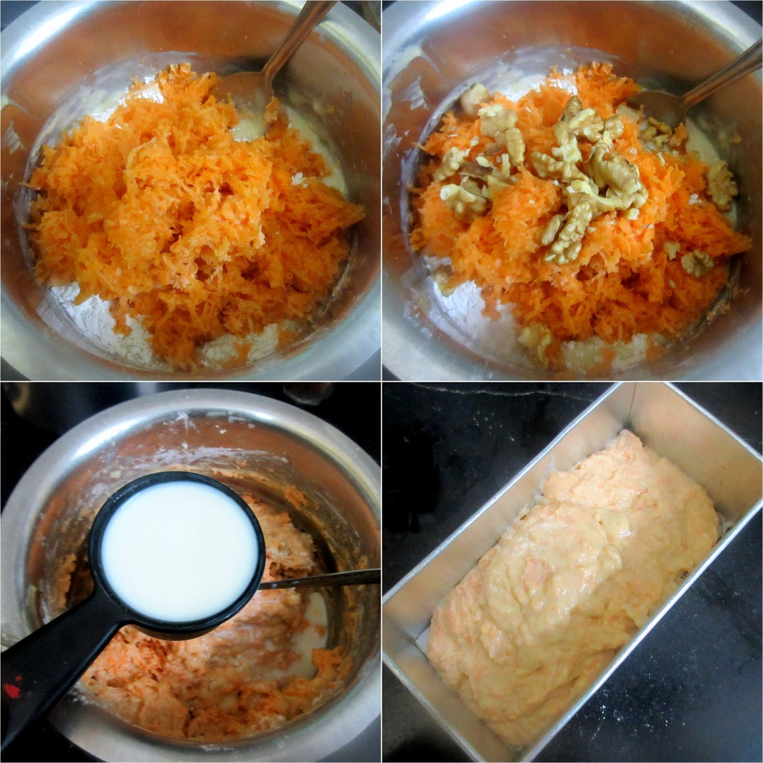 How to make Eggless Carrot Loaf Cake 2